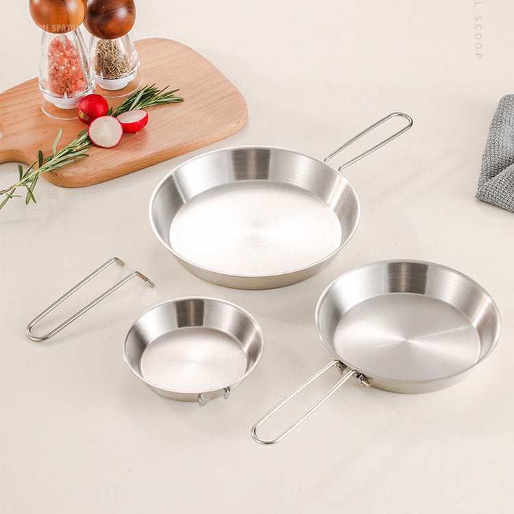 stainless steel folding handle frying pan