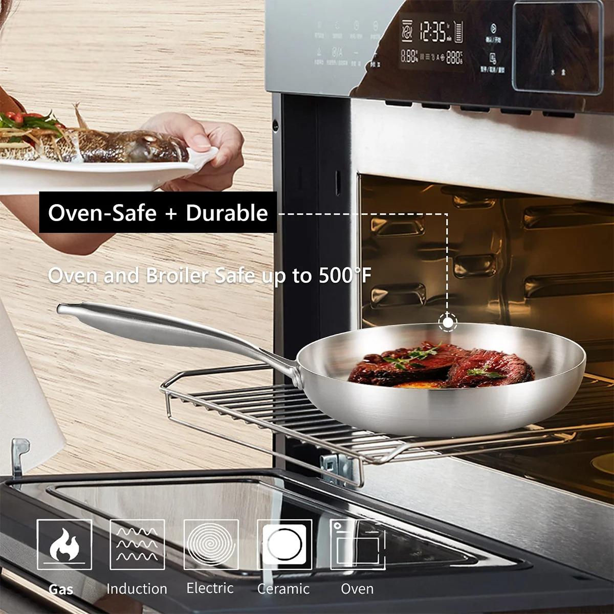 304 stainless steel three-layer steel frying pan,