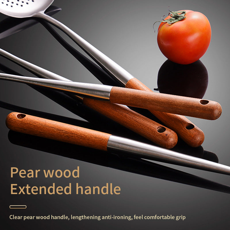 304 Stainless Steel Cooking Spatula Rosewood Long Handle Kitchenware