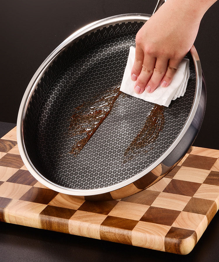 304 stainless steel honeycomb frying pan,