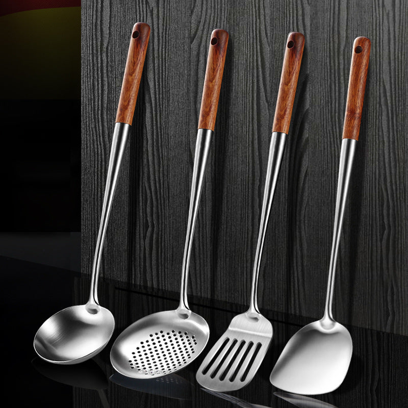 304 Stainless Steel Cooking Spatula Rosewood Long Handle Kitchenware