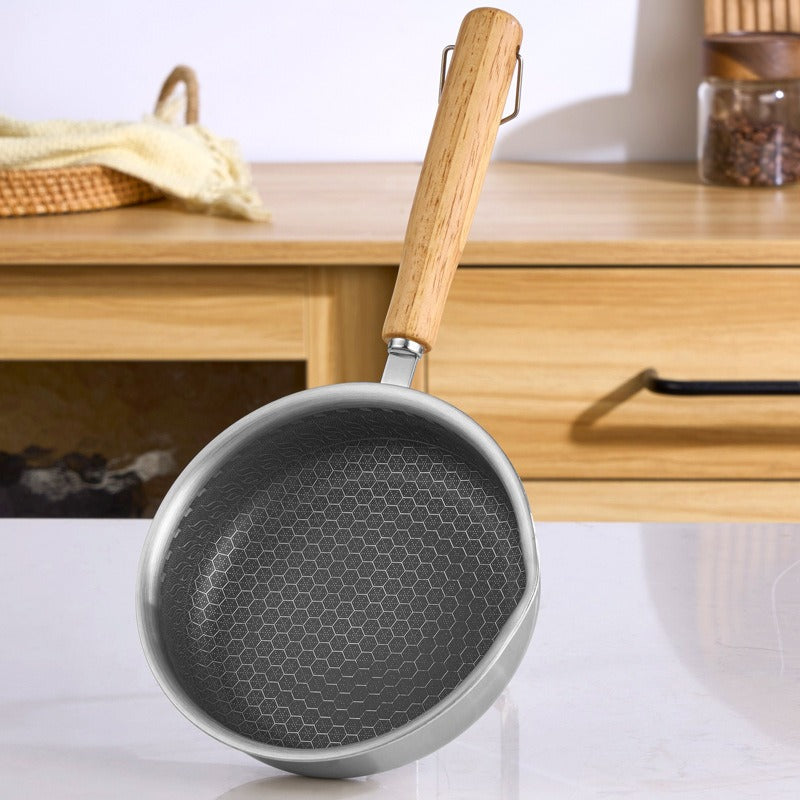 Stainless steel flat bottomed frying pan,