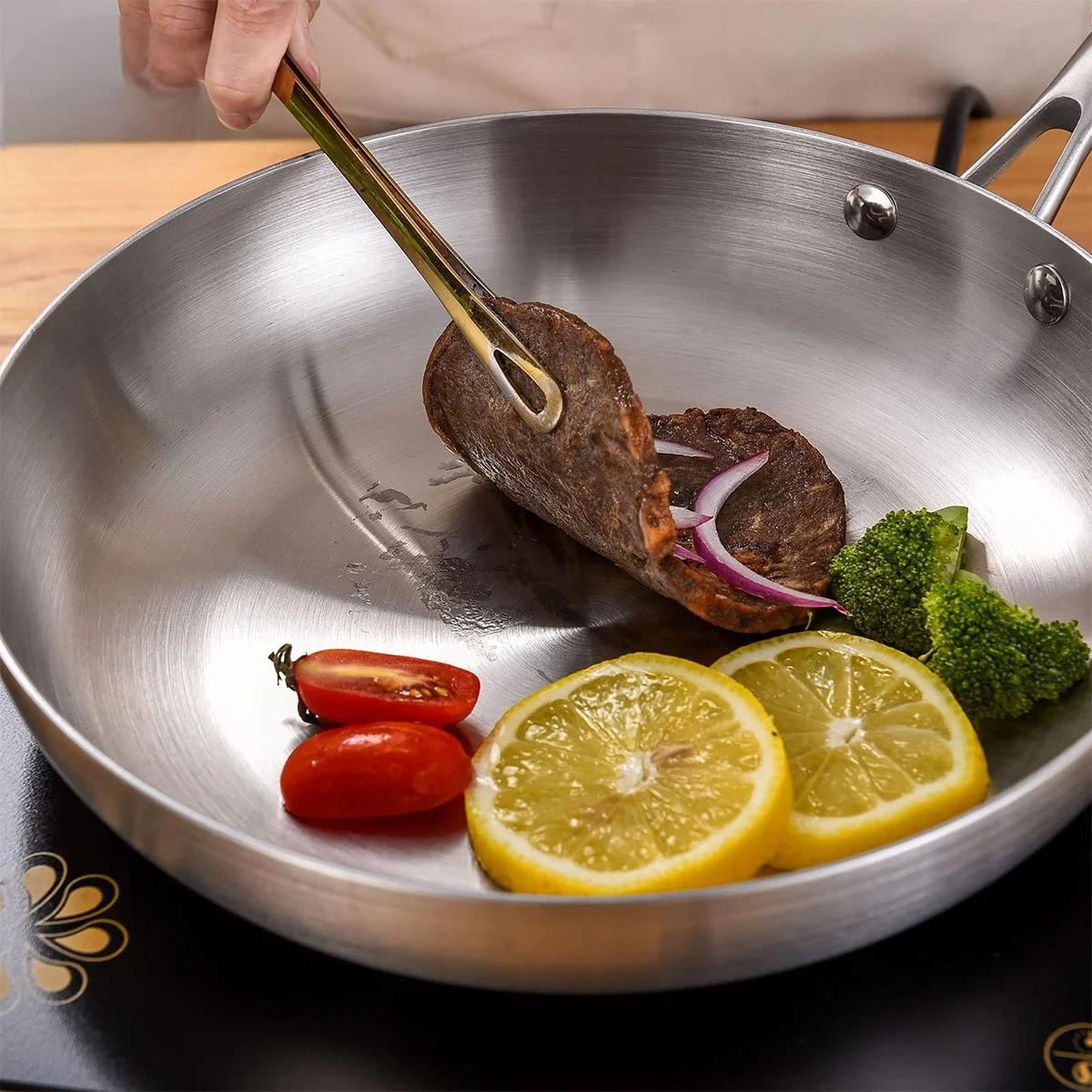 304 stainless steel three-layer steel frying pan,