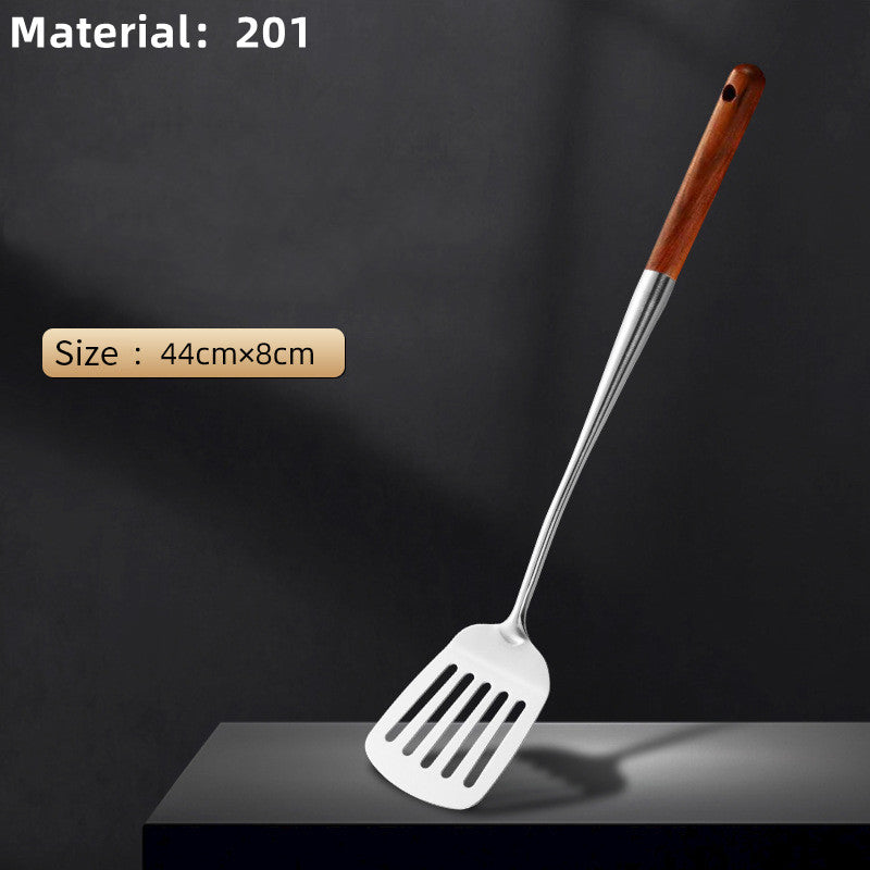304 Stainless Steel Cooking Spatula Rosewood Long Handle Kitchenware