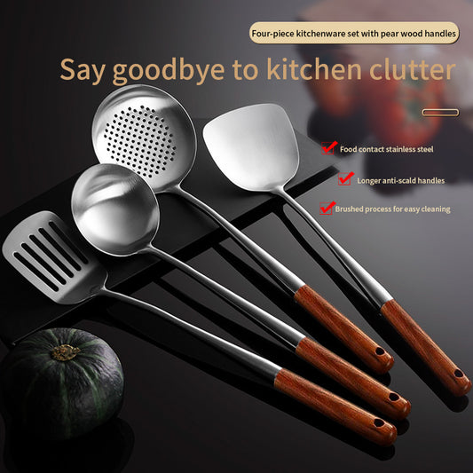 304 Stainless Steel Cooking Spatula Rosewood Long Handle Kitchenware