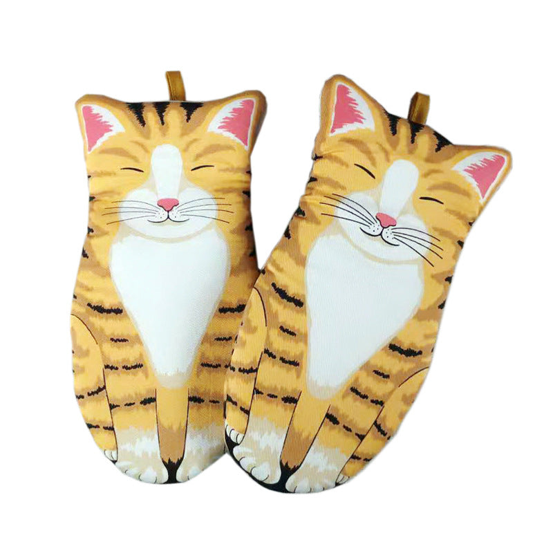 Pure Cotton Cute Cat Oven Gloves