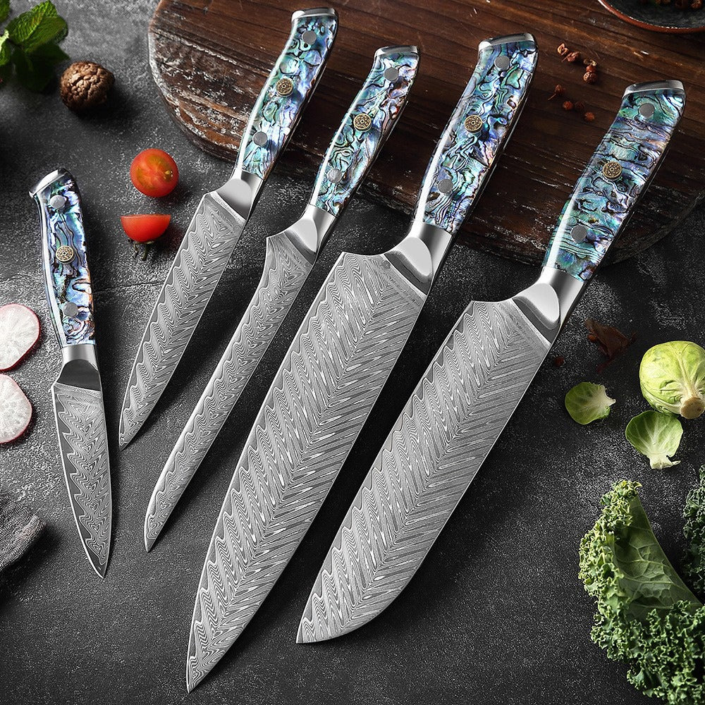 XITUO Damascus Steel Chef Knife Set Fine1-5 PCS Kitchen Knives