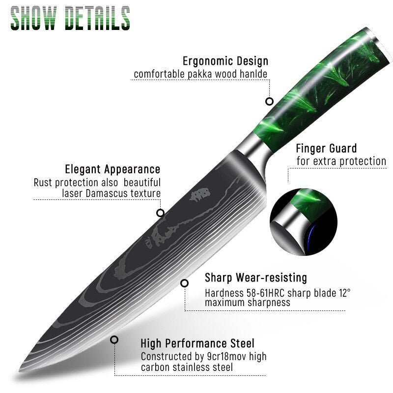 10 Pcs Chef Knife Set Kitchen Knives