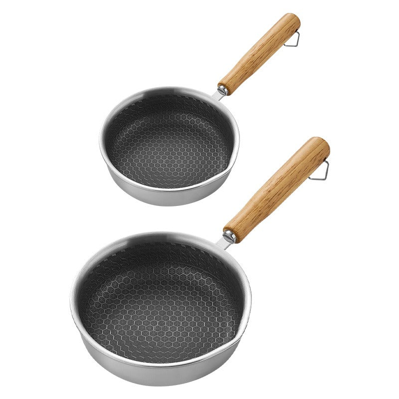 Stainless steel flat bottomed frying pan,