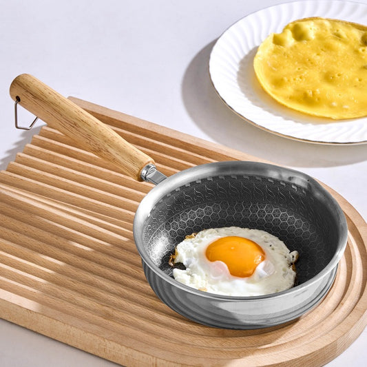 Stainless steel flat bottomed frying pan,