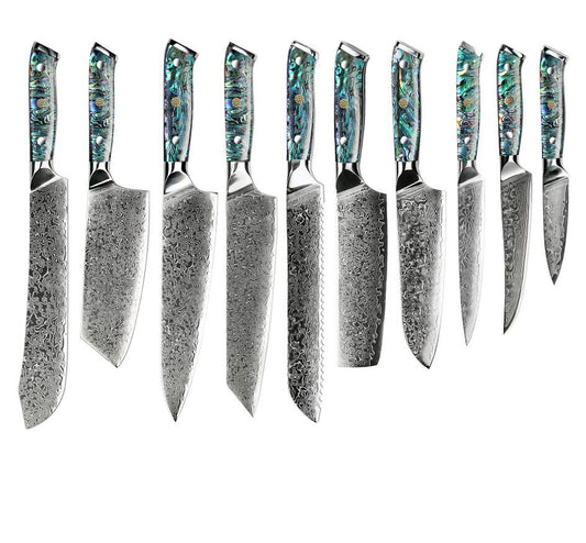 Abalone handle kitchen knives set