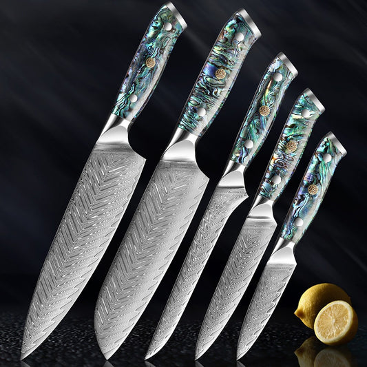 XITUO Damascus Steel Chef Knife Set Fine1-5 PCS Kitchen Knives